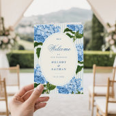 Blaue Hortensien-Blumen Hochzeit gefaltetes Papier Programm