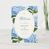 Blaue Hortensien-Blumen Hochzeit gefaltetes Papier Programm (Vorderseite)