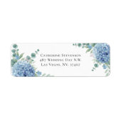 Blaue Hortensien-Blumen-Hochzeit-Rücksendeadresse (Vorne)