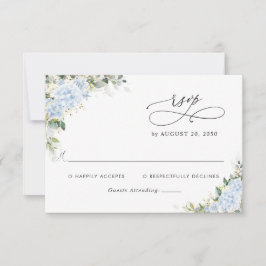 Blaue Hortensien-Blumen-Hochzeits-RSVP-Karte RSVP Karte