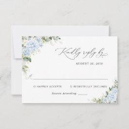 Blaue Hortensien-Blumen-Hochzeits-RSVP-Karte RSVP Karte