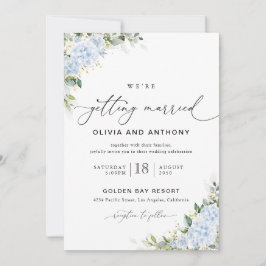 Blaue Hortensien-Blumen-Hochzeitseinladung Einladung