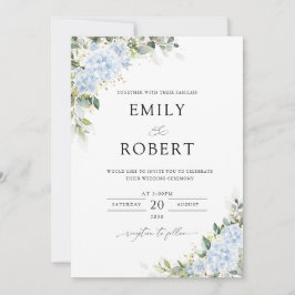 Blaue Hortensien-Blumen-Hochzeitseinladung Einladung