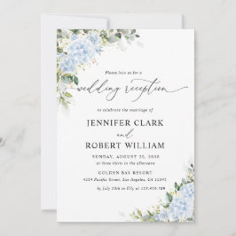 Blaue Hortensien-Blumen-Hochzeitsempfangs-Einladun Einladung