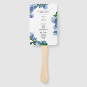 Blaue Hortensien-Blumen-Hochzeitsprogramm Fächer (Vorderseite)