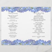 Blaue Hortensien-Blumen Hochzeitsprogramm-Vorlage (Rückseite)