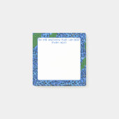 Blaue Hortensien-Blumen Kunstschrift Post-it Klebezettel (Vorderseite)