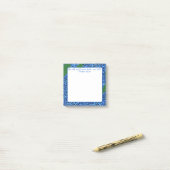 Blaue Hortensien-Blumen Kunstschrift Post-it Klebezettel (Auf Schreibtisch)