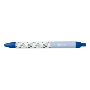 Blaue Hortensien-Blumen mit individuellem Namen  Kugelschreiber
