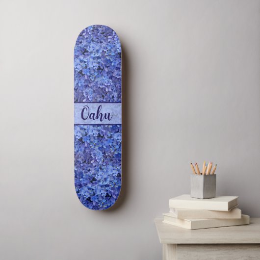 Blaue Hortensien-Blumen-Skateboard Skateboard (Wandkunst)