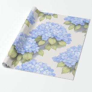 Blaue Hortensien-Blumen-Wrap-Rolle – Boutique Geschenkpapier