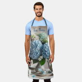 Blaue Hortensien-Blumen zur Teezeit Schürze (Getragen)