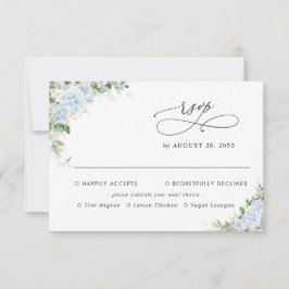 Blaue Hortensien-Blumenhochzeit mit Essenswahl-RSV RSVP Karte