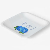 Blaue Hortensien-Blumenhochzeit Pappteller (Gewinkelt)