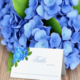 Blaue Hortensien-Blumenhochzeit Platzkarte