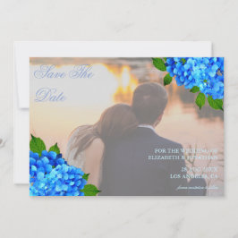 Blaue Hortensien-Blumenhochzeit Save The Date