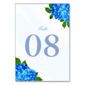 Blaue Hortensien-Blumenhochzeit Tischnummer (Vorderseite)