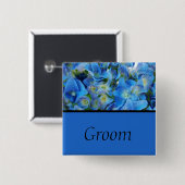 blaue Hortensien-Blumenknopf Button (Vorne & Hinten)