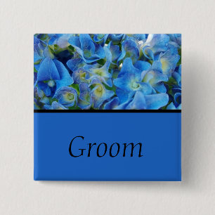 blaue Hortensien-Blumenknopf Button