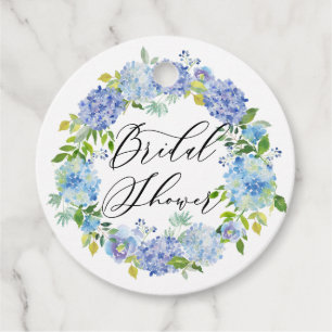 Blaue Hortensien-Blumenkranz Brautdusche Geschenkanhänger
