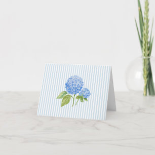 Blaue Hortensien-Blumenmalerei Blaue Streifen Dankeskarte