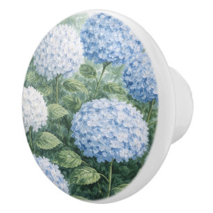 Blaue Hortensien-Blumenmalerei Keramikknauf