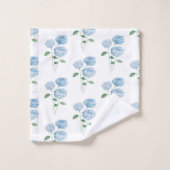 Blaue Hortensien-Blumenmalerei-Muster Badhandtuch Set (Waschlappen)