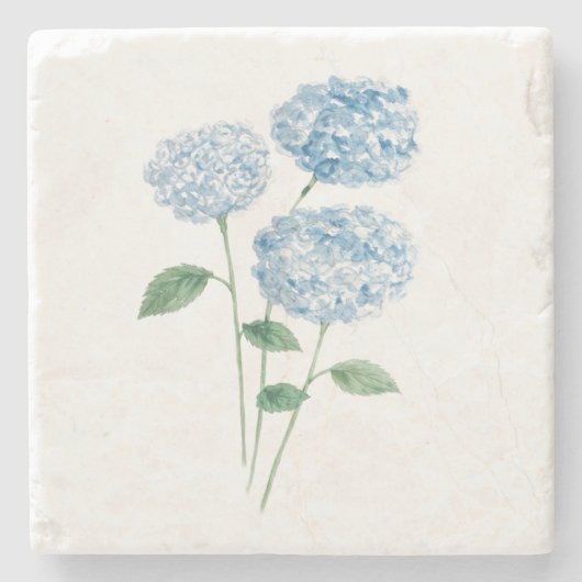 Blaue Hortensien-Blumenmalerei Steinuntersetzer (Vorderseite)