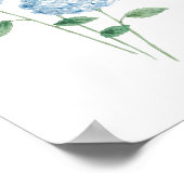 Blaue Hortensien-Blumenmalerei Strand Poster (Ecke)