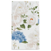 Blaue Hortensien-Blumenmonogramm Kleine Geschenktüte (Rückseite)