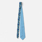 Blaue Hortensien-Blumenmuster mit Blättern Krawatte (Rückseite)