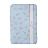 Blaue Hortensien-Blumenmuster-Monogramm-Bad Badematte (Vorderseite Vertikal)