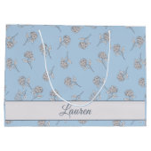 Blaue Hortensien-Blumenmuster-Monogramm Große Geschenktüte (Rückseite)