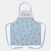 Blaue Hortensien-Blumenmuster-Monogramm Schürze (Vorderseite)
