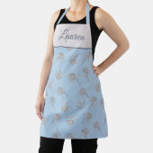 Blaue Hortensien-Blumenmuster-Monogramm Schürze (InSitu)