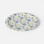 Blaue Hortensien-Blumenmuster Pappteller (Schrägansicht)