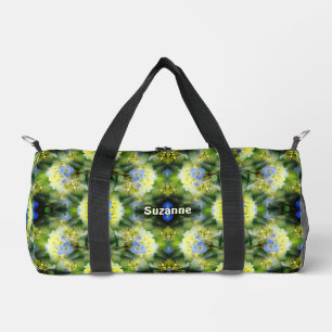 Blaue Hortensien-Blumenmuster personalisiert Duffle Bag