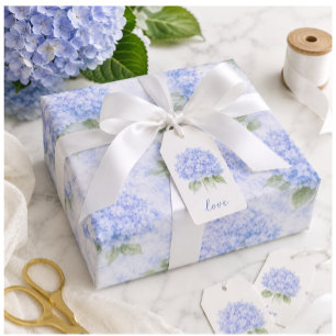 Blaue Hortensien-Blumenverpackungspapier Geschenkpapier