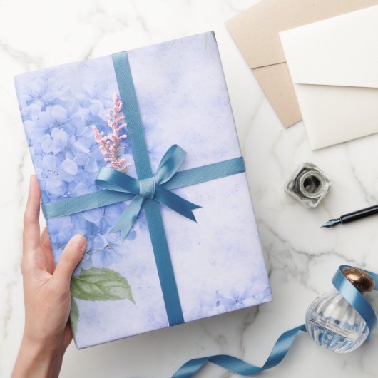 Blaue Hortensien-Blumenverpackungspapier Geschenkpapier (Schenken)