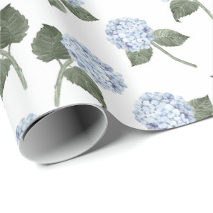 Blaue Hortensien-Blüten Floral  Geschenkpapier