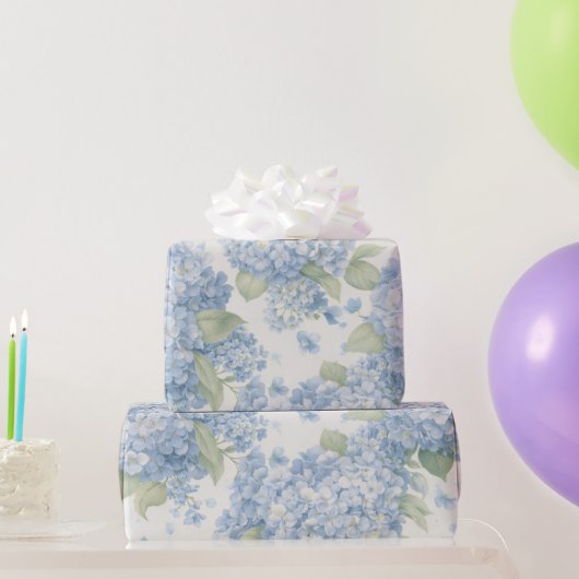 Blaue Hortensien-Blüten Geschenkpapier (Partygeschenke)