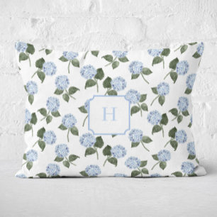 Blaue Hortensien-Blüten-Monogramm   Dekokissen