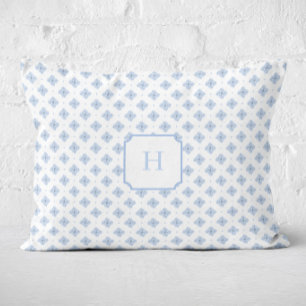 Blaue Hortensien-Blütenmonogramm   Dekokissen