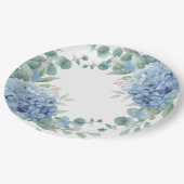 Blaue Hortensien Brause Floral Pappteller (Schrägansicht)