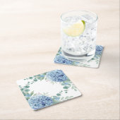 Blaue Hortensien Brause Hochzeit Rechteckiger Pappuntersetzer (Vor Ort)