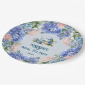 Blaue Hortensien Braut-Teeparty Pappteller (Schrägansicht)