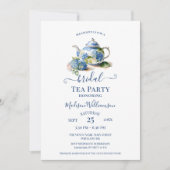 Blaue Hortensien Braut-Teeparty QR-Code Einladung (Vorderseite)