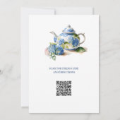 Blaue Hortensien Braut-Teeparty QR-Code Einladung (Rückseite)