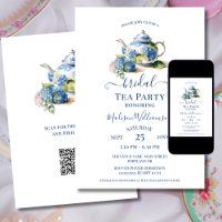 Blaue Hortensien Braut-Teeparty QR-Code