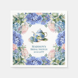 Blaue Hortensien Braut-Teeparty Serviette